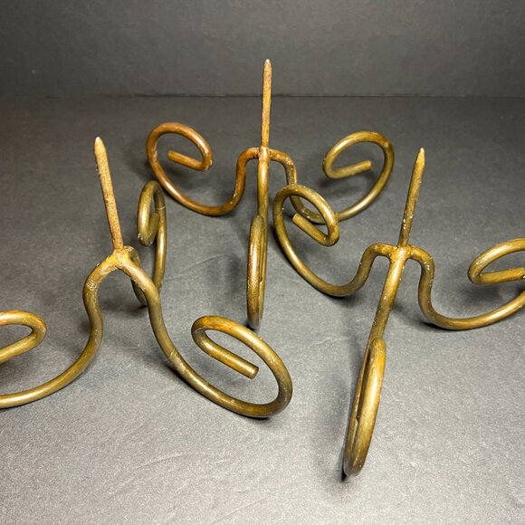 Vintage Set of 3 Iron Decorative Swirl Spiked Candle Holders 4.75 x 6" - Picture 4 of 5